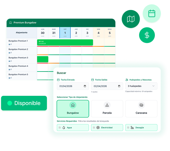 Panel de gestión de reservas y disponibilidad